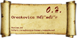 Oreskovics Hümér névjegykártya